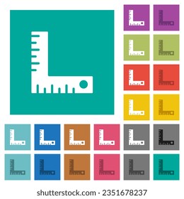measurement tool solid multi colored flat icons on plain square backgrounds. Included white and darker icon variations for hover or active effects.