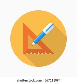 Measurement tools icon , Vector flat long shadow design. In education concept.
