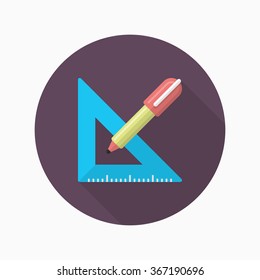 Measurement tools icon , Vector flat long shadow design. In education concept.