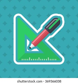 Measurement tools icon , Vector flat long shadow design. In education concept.