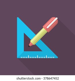 Measurement tools icon , Vector flat long shadow design. In education concept.