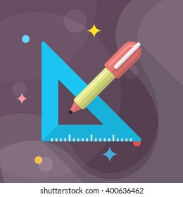 Measurement tools icon , Vector flat long shadow design. In education concept.