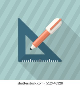 Measurement tools icon , Vector flat long shadow design. In education concept.