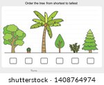 Measurement worksheet - Order the trees from shortest to tallest. - Worksheet for education.