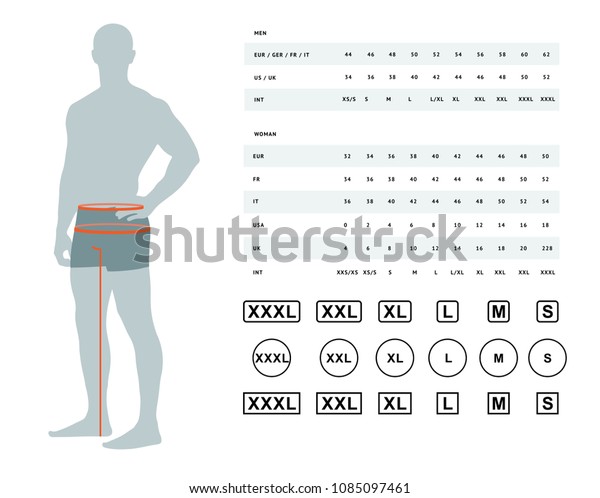 Measurements Clothing Vector Illustration Dimensions Male Stock Vector ...