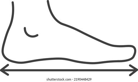 Measurements And Dimensions Of Human Foot, Clothes And Shoes Size Chart. Proportions For Right Fit, Length And Width Of Man Feet. Isolated Icon, Line Art Minimalist Label. Vector In Flat Style