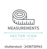 Measurements Size Chart Textile Type Vector Line Icon, Sizing Clothing Fashion Material Apparel Vector Line Icon