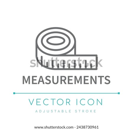 Measurements Size Chart Textile Type Vector Line Icon, Sizing Clothing Fashion Material Apparel Vector Line Icon