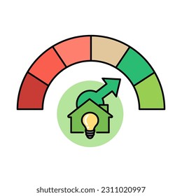 Measures Demonstrating Home Energy Conservation. Environment, Power and Saving Energy Concept. Cartoon Flat Vector illustration.