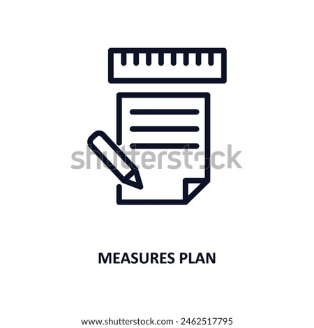 measures plan icon. Thin line measures plan icon from construction collection. Outline vector isolated on white background. Editable measures plan symbol can be used web and mobile
