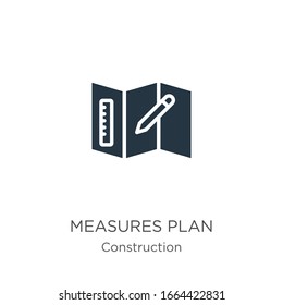 Vektorillustration des Maßnahmenplans Trendy flache Maßnahmen Plan Symbol aus der Bausammlung einzeln auf weißem Hintergrund. Vektorillustration-Illustration kann für Web- und Mobile-Grafikdesign, Logo, eps10 verwendet werden