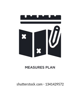 measures plan isolated icon. simple element illustration from construction concept icons. measures plan editable logo sign symbol design on white background. can be use for web and mobile