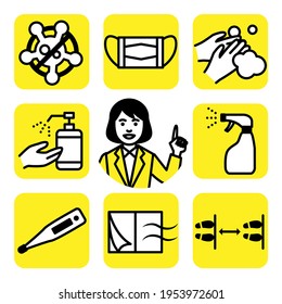 Measures to prevent new coronavirus infection. Vector illustration.