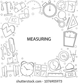 Measuring background from line icon. Linear vector pattern