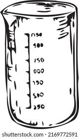 Un vaso medidor. Gráficos vectoriales. Conjunto químico