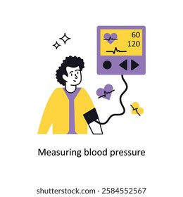 Measuring blood pressure Concept vector illustration.  isolated on white Background. 