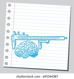 Measuring brain with caliper