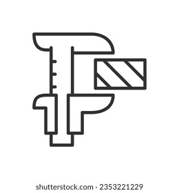 Measuring with calipers, linear icon. Line with editable stroke