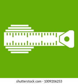 Measuring centimeter icon white isolated on green background. Vector illustration