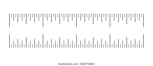 Measuring chart with 4 inches. Metric, imperial units icon. Ruler scale template. Length measurement math, distance, height mockup. Sewing tool layout. 