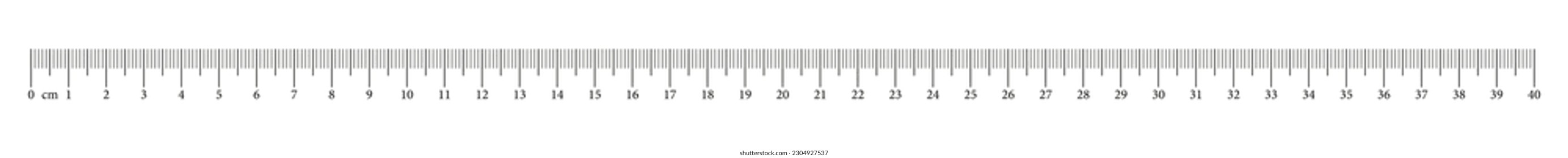 Measuring chart with 40 centimeters. Ruler scale with numbers. Length measurement math, distance, height, sewing tool. Vector illustration.