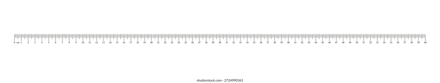 Tabla de medición 60 centímetros. Escala de Regla sesenta cm con números. Duración medida matemática, distancia, altura, herramienta de costura, Plantilla.