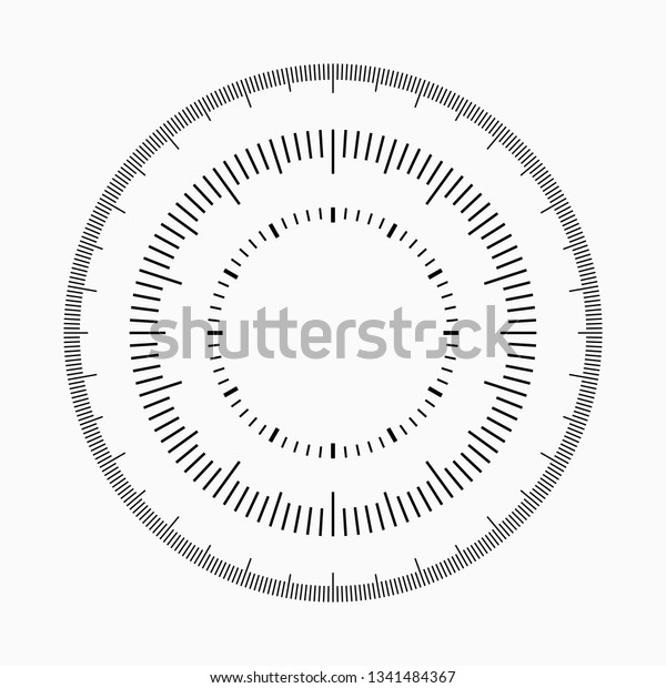 Measuring circle scale. Circular\
meter, round meter for household. Graduation 360 degrees. Small\
circles with 100 and 60 lines. Vector illustration,\
EPS10.