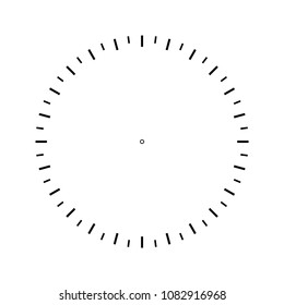 Medición de la escala del círculo. Medición de escala redonda, Indicador de nivel, aceleración de medida, medidor circular, medidor redondo para electrodomésticos. 24 grandes divisiones, 48 pequeñas. Vector EPS10