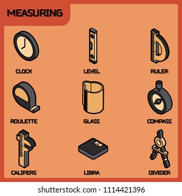 Measuring color outline isometric icons