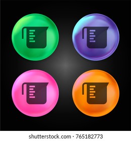 Measuring cup crystal ball design icon in green - blue - pink and orange.