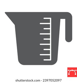 Measuring cup glyph icon, kitchen and kitchenware, measuring cup vector icon, vector graphics, editable stroke solid sign, eps 10