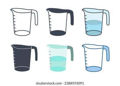 Measuring Cup icon collection with different styles. Measuring cup for cooking, beaker icon symbol vector illustration isolated on white background
