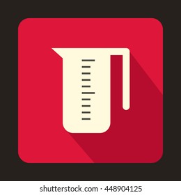 Measuring cup icon in flat style on a pink background