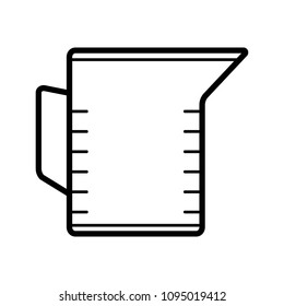 Measuring cup icon, isolated. Measuring cup with handle. Vector. Outline icon on white background. Flat style illustration.