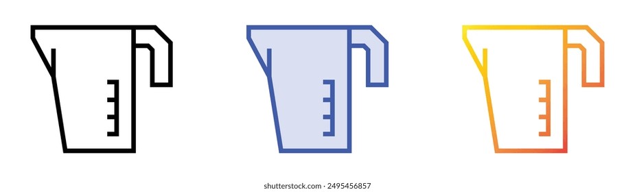 measuring cup icon. Linear, Blue Fill and Gradient Style Design Isolated On White Background