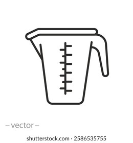 measuring cup icon, measurement for cooking, add ingredient beaker, thin line vector illustration