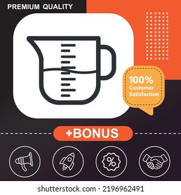 icono de la taza de medición. Con fondo naranja y negro