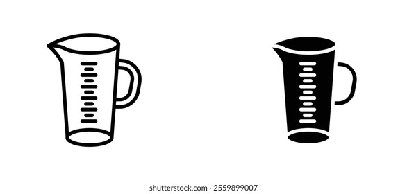 Measuring cup Icon set in black color for ui designs