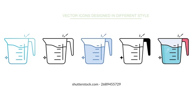 Conjunto de iconos de taza de medición colección de estilo múltiple