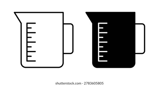Measuring cup icon simple illustration set. Black and white icons