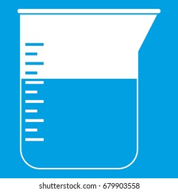 Measuring cup icon white isolated on blue background vector illustration