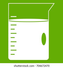 Measuring cup icon white isolated on green background. Vector illustration