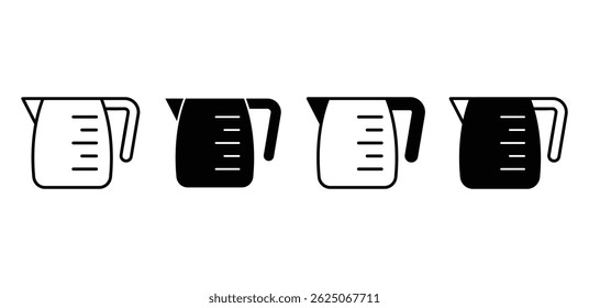 Measuring Cup Icons Set Black and White Color Vector Design on White Background