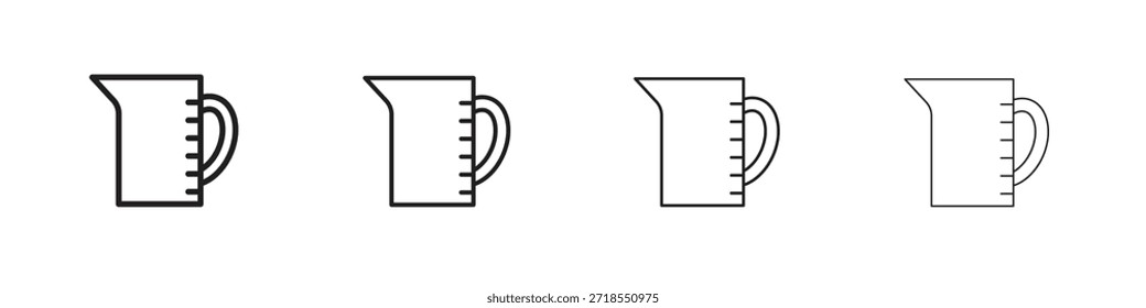Iconos de la taza de medición, conjunto de iconos lineales. Iconos lineales negros de la palma