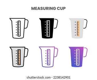 Iconos de la copa de medida Ilustración vectorial línea, plano, glifo, gradiente de color de contorno. Ideal para web, aplicación, presentación y más. Actrazo editable y píxel perfecto.