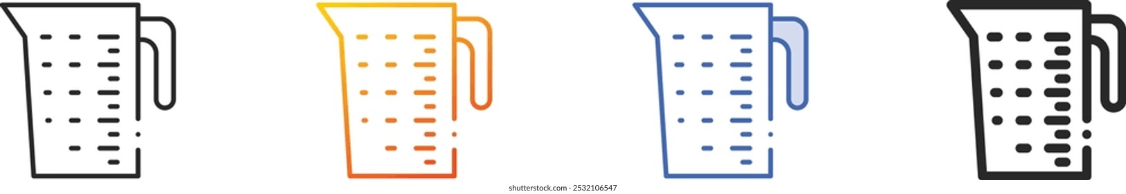 measuring cup icon.Thin Linear, Gradient, Blue Stroke and bold Style Design Isolated On White Background