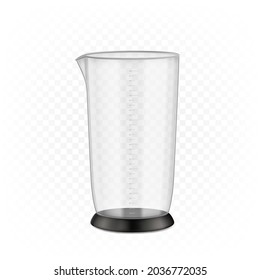 Vector de pieza del dispositivo de amortiguador de inmersión de la copa de medida. Taza De Medición De Plástico Para Cocinar Smoothie Y Cóctel. Dispositivo Para Cocinar Y Preparar La Plantilla De Alimentos Y Bebidas Ilustración 3d Realista