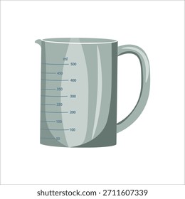 Taza de medición aislada en blanco. Herramienta de cocina para la medición precisa de líquidos en horneado y cocción.