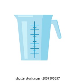 A measuring cup. Kitchen utensils, a beaker for measuring foods for cooking. Measuring cup for chemical experiments at school and in the laboratory. Vector flat art illustration, cartoon style.