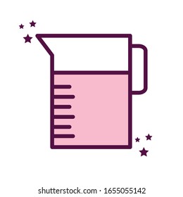 measuring cup line and fill style icon design, Cook kitchen Eat food restaurant home menu dinner lunch cooking and meal theme Vector illustration